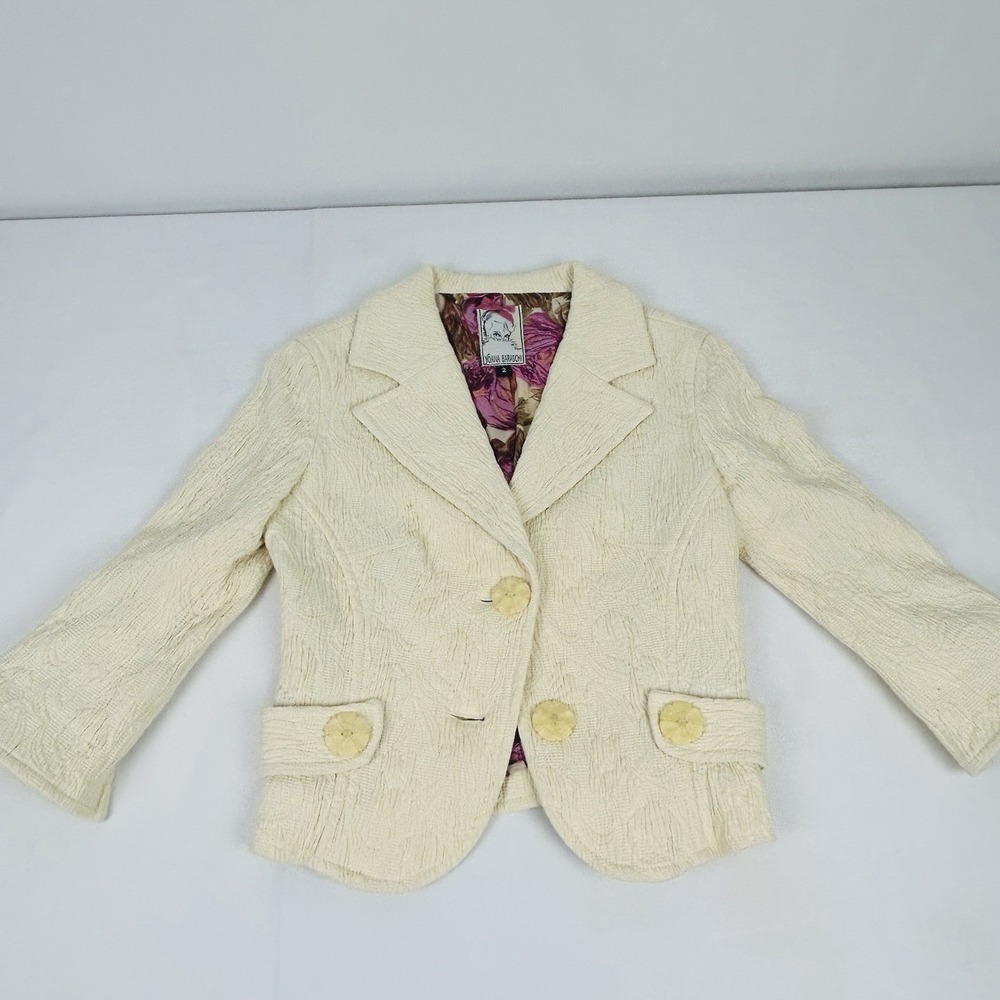Yoana Baraschi Jacket & Skirt Set Women's XS Designer Ivory Knit 99% Cotton - Picture 4 of 16